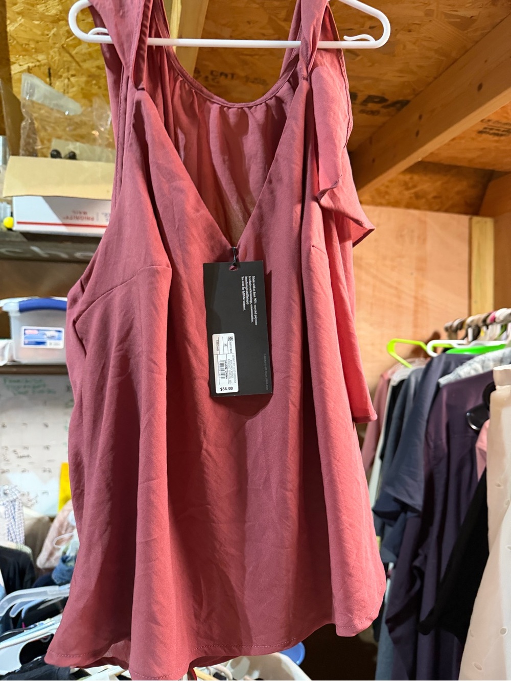 Sleeveless Ruffle-Shoulder Tank Top in Dusty Rose